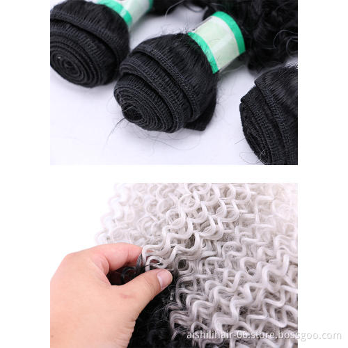 AiShiLi Hair Factory Wholesale Two-tone Jerry Curly  Crochet Braid Heat Resistant Sythnetic Hair Extension wig